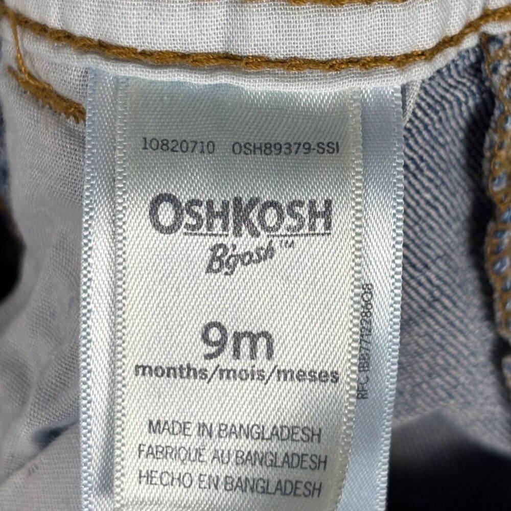 OshKosh B'gosh Baby Overalls 9M Dark Wash Stretch Denim Bibs Vestbak Classic - Picture 3 of 7